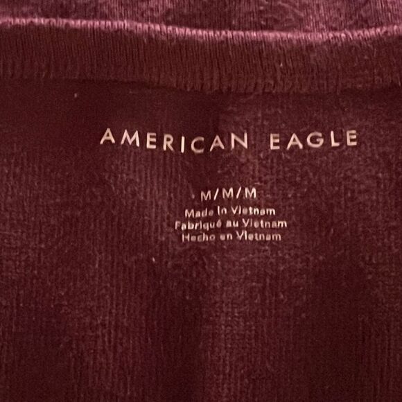 American Eagle Soft Knit Dark Burgundy Long Sleeve V-neck Size Medium - Picture 3 of 4